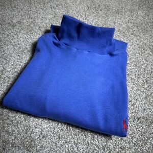 Vintage Polo Ralph Lauren Shirt Mens Size S Small Blue Long Sleeve Mock Neck